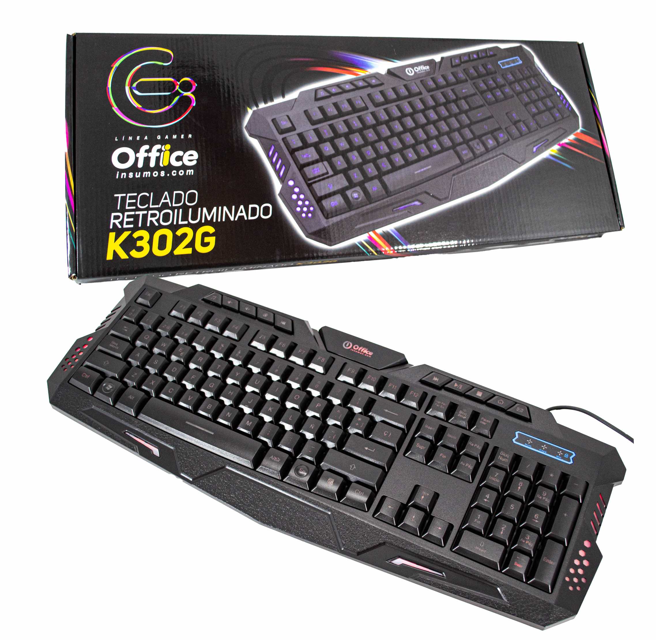 TECLADO USB GAMER  MULTIMEDIA OFF-K302G RETROILUMINADO OFFICE