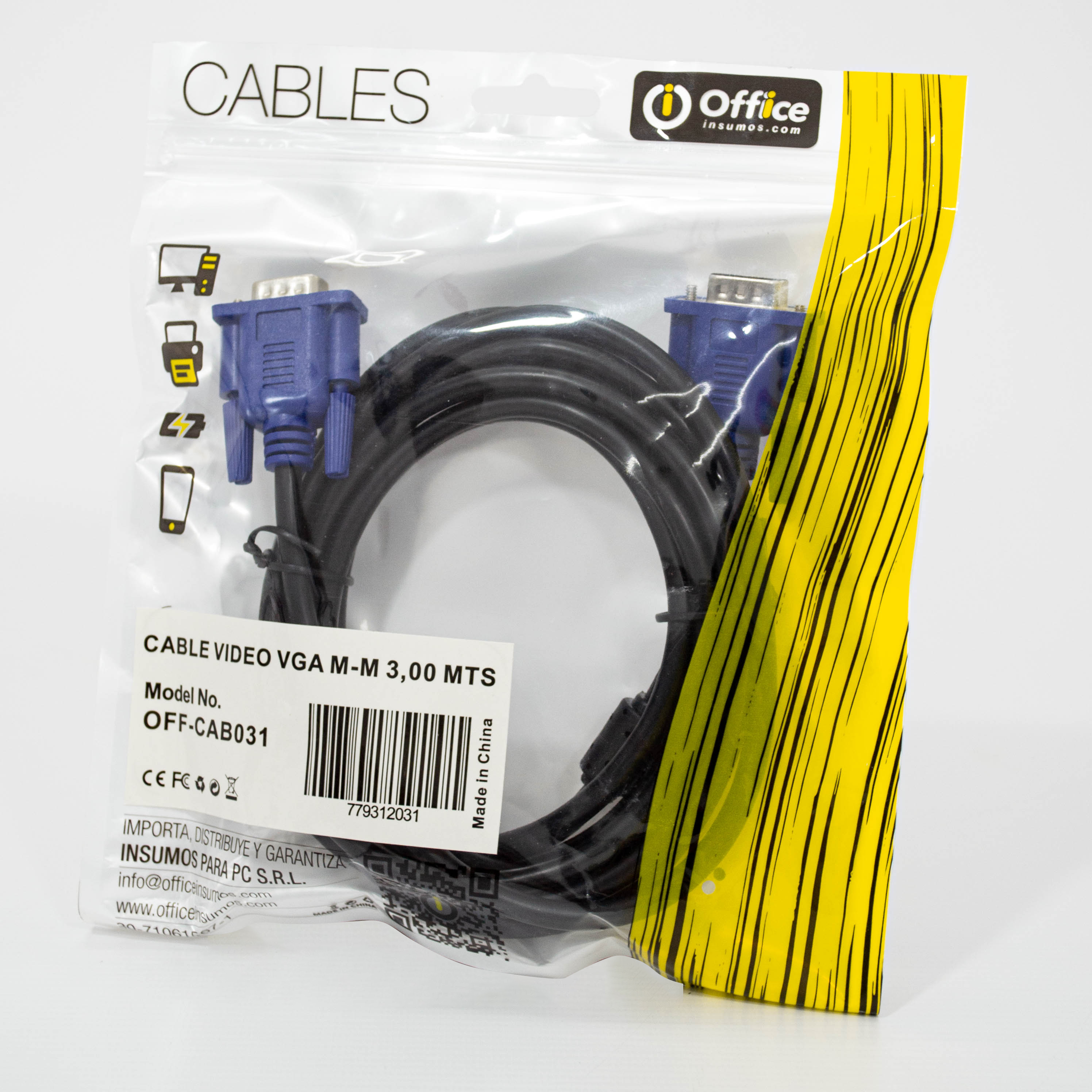 CABLE VIDEO MONITOR  3,00 MTS VGA  OFF-CAB031     OFFICE